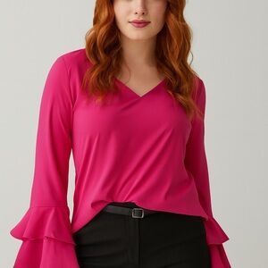 Elegant Pink V-Neck Women's Top